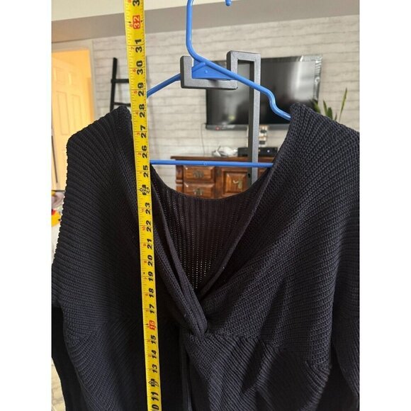 Loft Black Twist Back Sweater Long Sleeve Pullover Womens Size Large - Picture 5 of 6